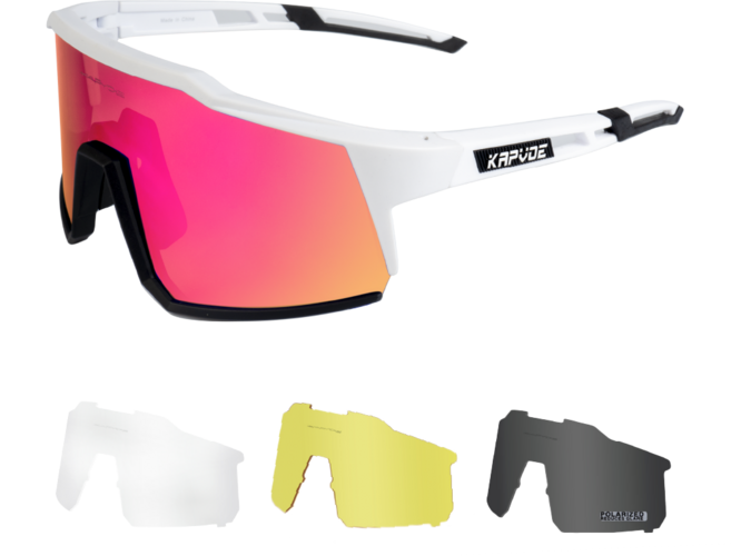 카프보에 KE9022 9종 자전거 4렌즈 풀패키지 선글라스 사이클 미러렌즈 + 편광렌즈 + 클리어렌즈 + 엘로우렌즈 + 클립 + 스트랩, 04, 1개