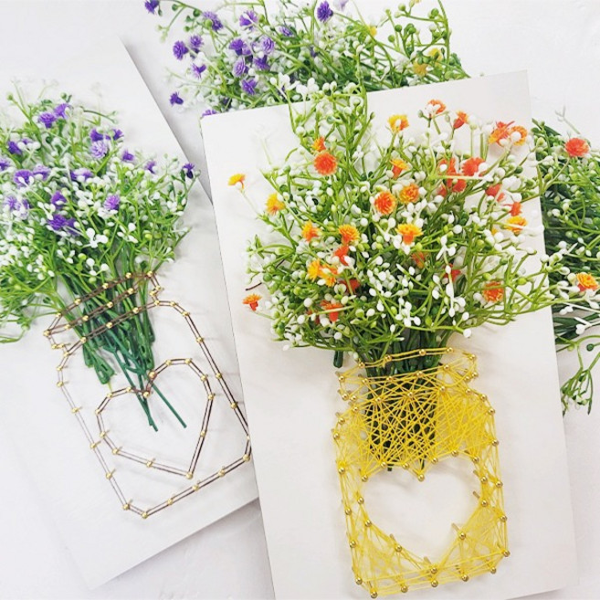 컬러 안개꽃 스트링아트 만들기 - 1인세트, 1개, (TD) 컬러 안개꽃 스트링아트 만들기 - 1인세트