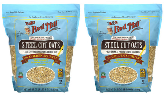 밥스레드밀 스틸컷 오트 귀리 오트밀 Steel Cut Oats 1.53kg x2개, 레귤러
