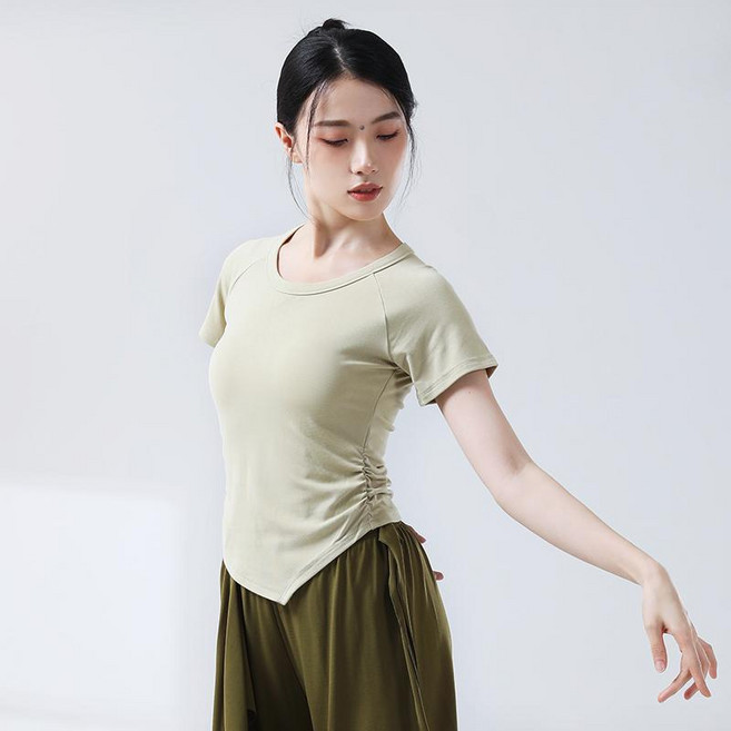 댄스 무용 무대의상 제품 티셔츠 상의 연습 남자댄스 탑 반소매 춤옷 춤 트레이닝, 10.카다멈그린 XL (23098)