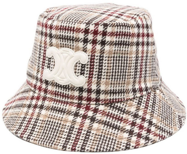 셀린느 체크 로고 버킷 햇