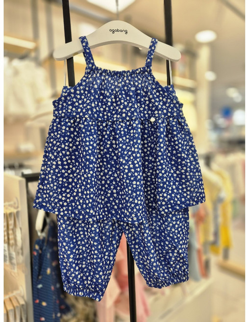 동아쇼핑점 아가방 #빠른선택#여름 유아여자아기 외출복 일상복 등원상하세트 /열많은 아기위한 가볍고 시원한 냉장고 상하세트/ 잔꽃무늬나염/ 이지끈나시나염9부상하