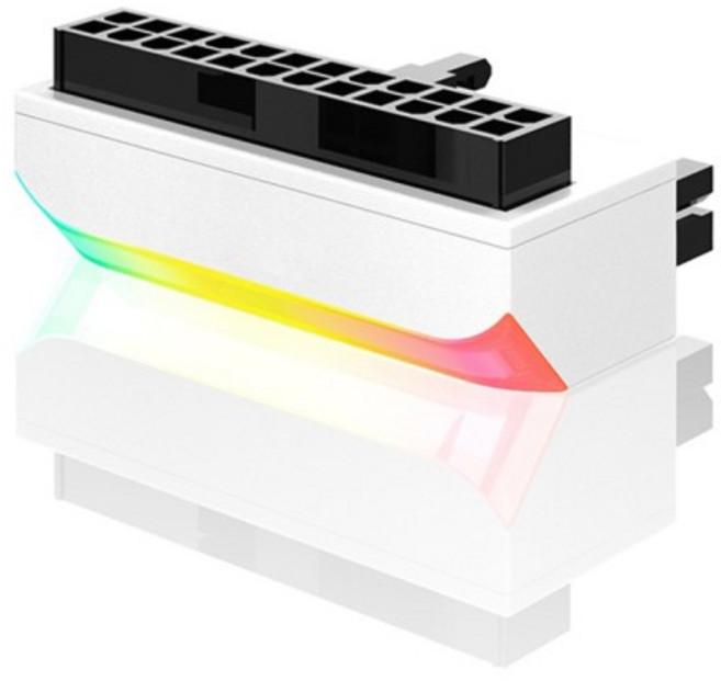 ATX 24Pin 90도 전원 공급 장치 어댑터 컴퓨터 부품 커넥터 5V 3핀 ARGB DIY 장착, 01 LED White