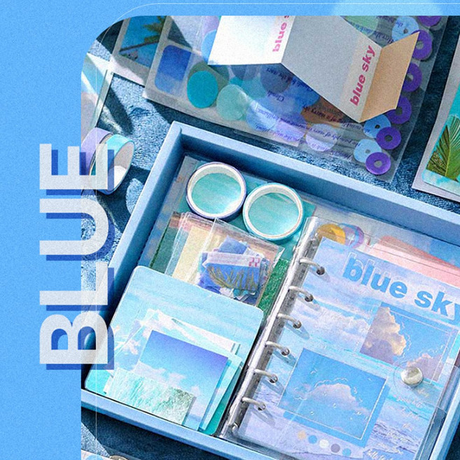 스크랩북 다이어리 꾸미기 다꾸 세트 패키지, 블루스카이 - 블루