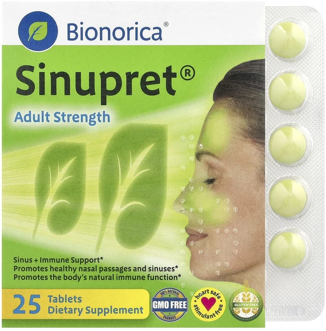 Bionorica Sinupret® 부비강 + 면역력 강화 성인용 강도 25정, BionoricaSinupret부비강면역력강화성인용강도, 1개 - 쿠팡