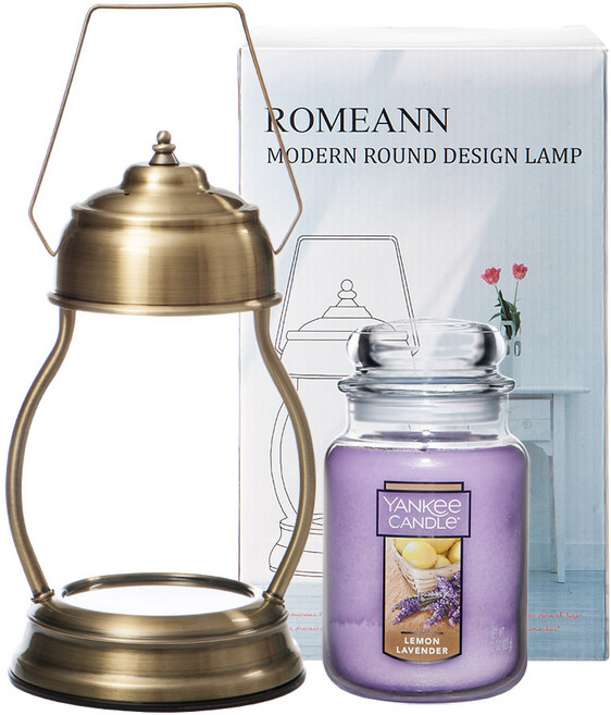 양키캔들 병 향초 623 g 로메안 캔들워머 세트 (밝기 조절 전구 2개), 01 바하마 브리즈, 01 앤티크 블랙