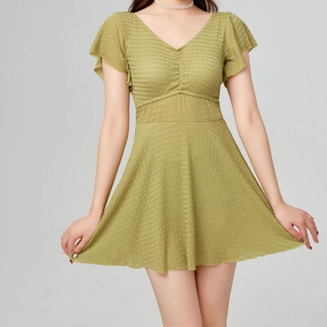 체스트 셔링 엠보 원피스 수영복 비키니 여름 모노키니 래쉬가드 일체형 치마 세트 [평점상위], 상세페이지 참조, 본상품선택