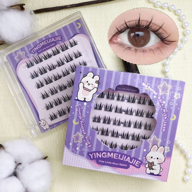 풀 필요없은 자연 속눈썹 3D인조속눈썹 세트11-13mm(다양한 스타일 가능 여성 메이크업 필수품), 6 rows of dense YFXMJ 66