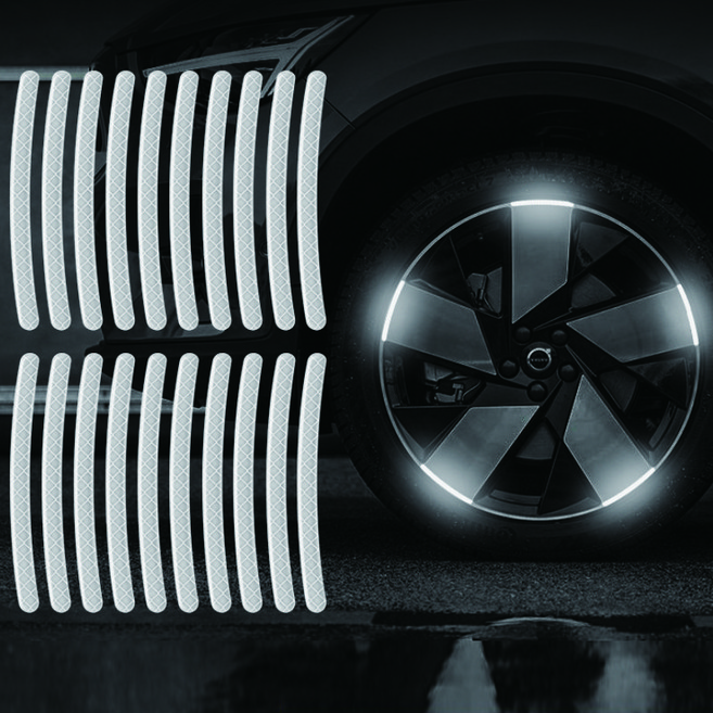휠 스티커 홀로그램 빛반사 차량 바퀴 튜닝 흠집 자동차 홀로그램 반사스티커 40개, 일반화이트(형광), 일반화이트(형광), 2세트, 일반화이트(형광)