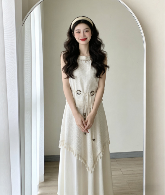 波西米亞風 異域風情 流蘇背心 高腰半身裙 兩件式套裝