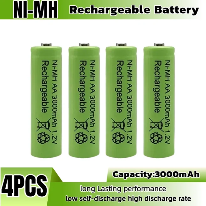 호환 3000mAh 고용량 NiMH AA 배터리 1.2V 태양광 정원 램프 LED 손전등 토치 랜턴 조명용 충전식, 01 1.2V용, 01 4PCS AA Battery