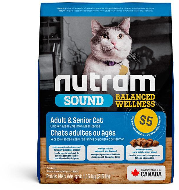 Nutram 紐頓 均衡健康貓糧 熟齡貓適用, 1個, S5成貓1.13kg