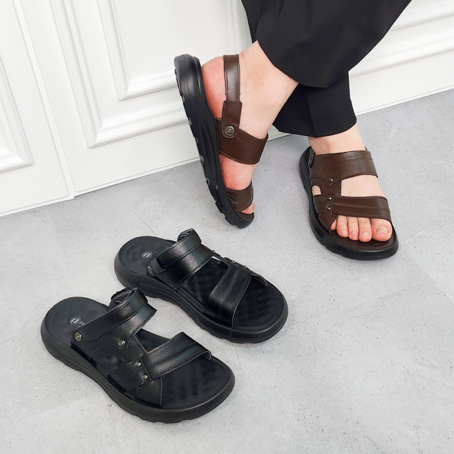 행텐 남성 소가죽 푹신푹신 컴포트 샌들 슬리퍼 HT-5140