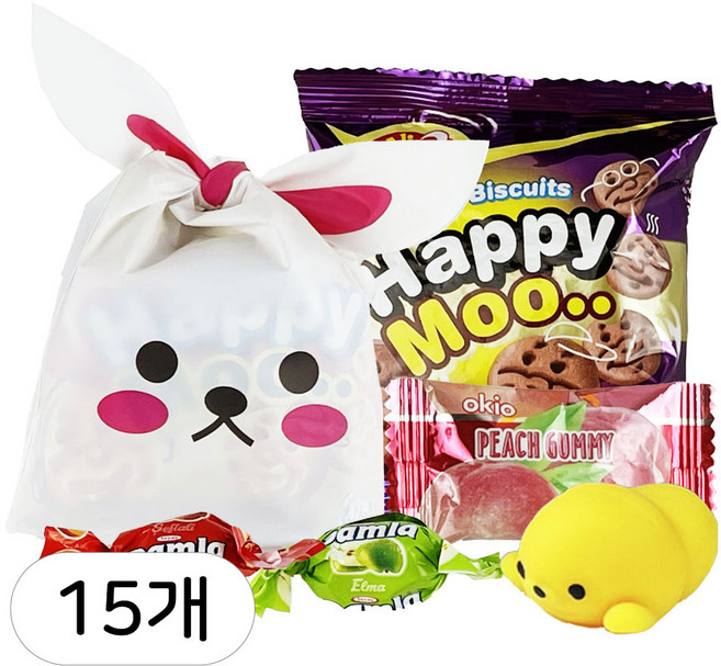 소소야 어린이집 간식 구디백 답례품 꾸러미, 15개, 04_핑크토끼