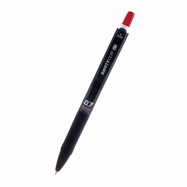 마이펜 세이프티클립 볼펜 0.7mm, 레드, 20개