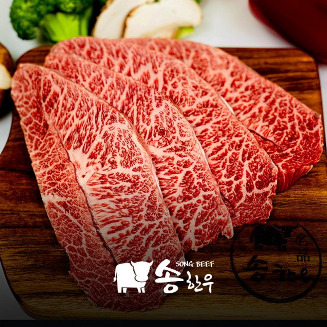 송한우 마장동 한우1++ 최상등급 부채살 300g 한우낙엽살 구이용, 1개