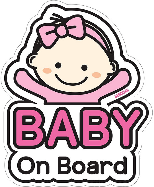 긱베어 아이가 타고 있어요 칼라 반사 차량용 스티커, 기본여아(L), 1개