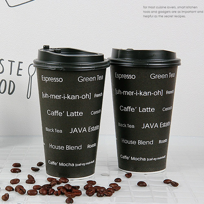 테이크아웃컵 (뚜껑포함) 12oz 16oz 국내제작 카페컵 홈카페 종이컵 뜨거운 음료용, 1개, 10개, 470ml