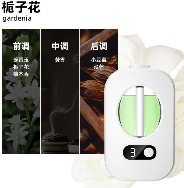 智能香薰機 車載家用壁掛式自動噴香機 充電款, 栀子花B-2368-3, 1個