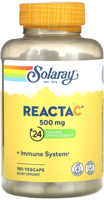 솔라레이 Solaray Reacta-C 500mg 베지 캡슐 180정120801원산지:기타, 1개 - 쿠팡