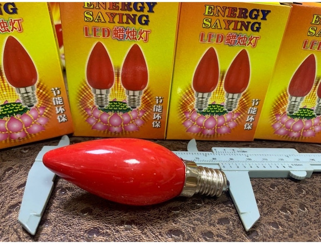 0.2W E12/E14/E27 5LED 暖黃光 紅光 蠟燭燈 神明燈 LED神桌燈泡, 1個, 暖黃光, E14 紅殼