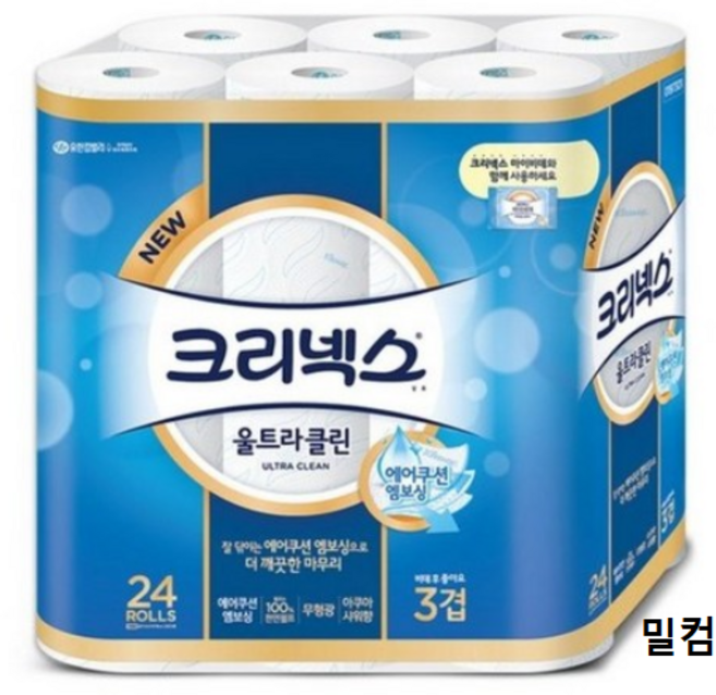 크리넥스 울트라클린 3겹 천연펄프 화장지 33m, 24개입, 1개