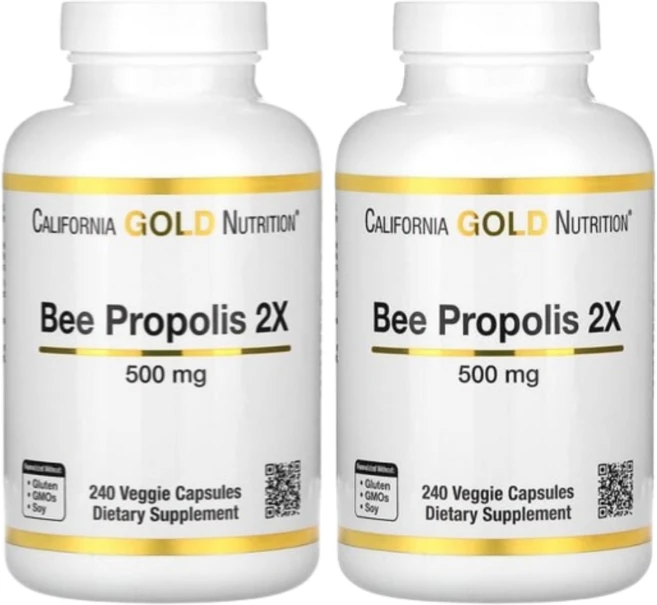 캘리포니아 골드 뉴트리션 꿀벌 프로폴리스 2X 500mg 240캡슐 2통, 240정, 2개 - 쿠팡