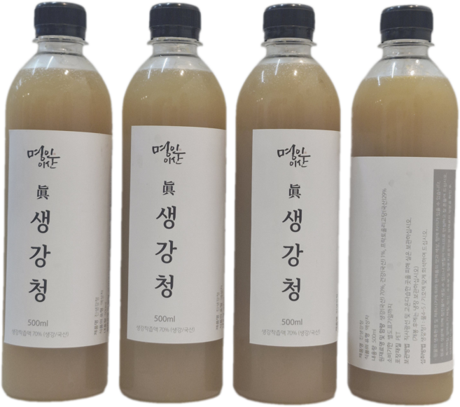 명인이산 수제 생강차 진 생강청 프락토올리고당 무설탕 환절기 건강관리 500ml 3+1, 1세트, 4개입, 500mg