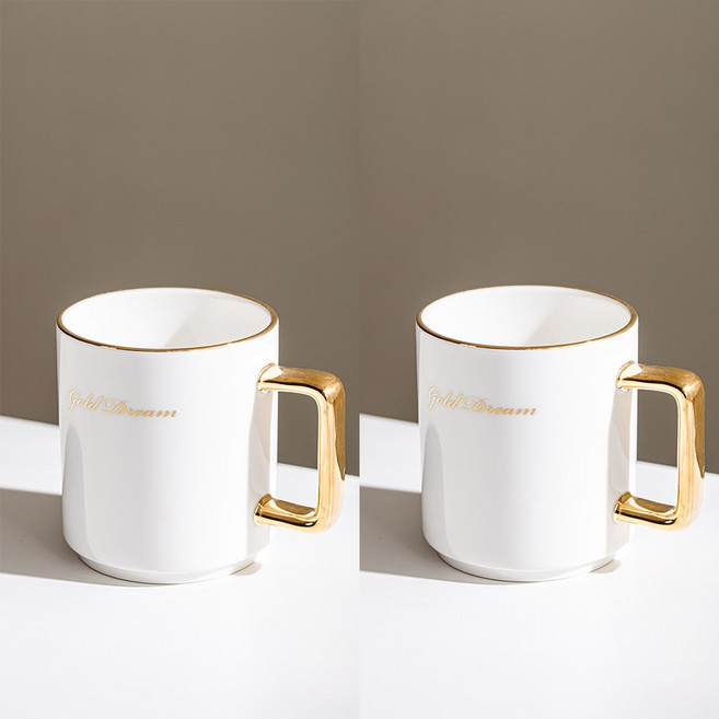 골드드림24K 골드 머그컵 머그잔 예쁜 기념일 선물 부부 카페 감성 답례품, 4. 골드머그 (화이트+화이트), 1세트