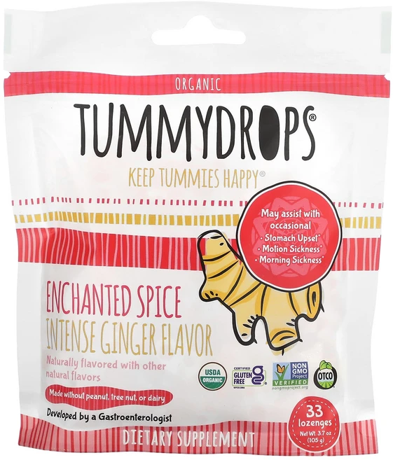 Tummydrops 유기농 인챈티드 스파이스 인텐스 진저 사탕 정제 33정, Tummydrops유기농인챈티드스파이스인텐스진저사탕정제, 105g, 1개 - 쿠팡