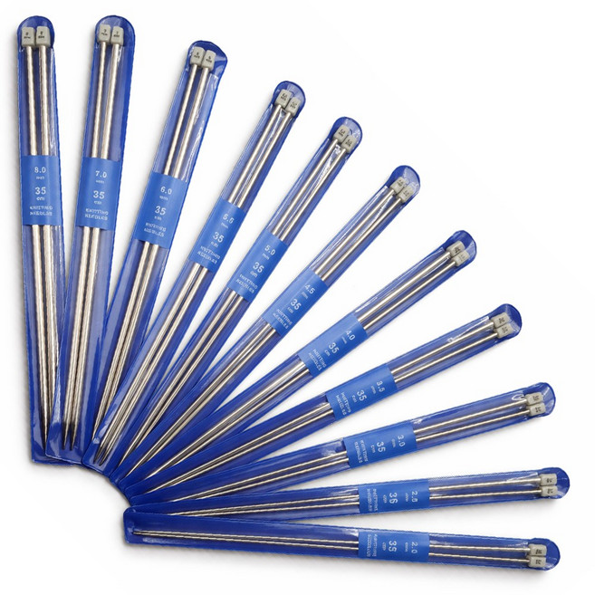 스텐 대바늘 세트 11종 롱타입 22pcs 길이35cm 뜨개질 스텐바늘 뜨개바늘, 1세트