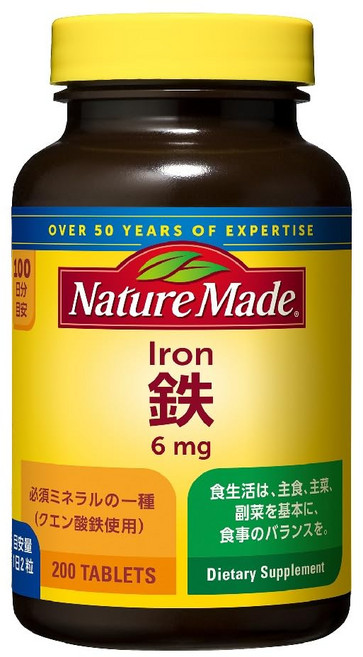 NATUREMADE (네이처 메이드) 오츠카 제약철 (아이언) 200 마리 100 일분, 1개, 80g