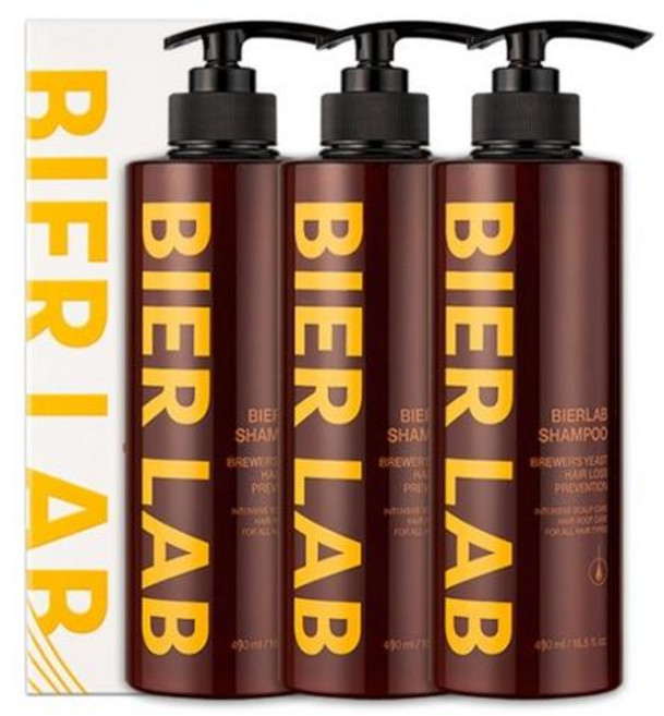 비어랩 맥주효모 탈모완화 샴푸, 490ml, 3개