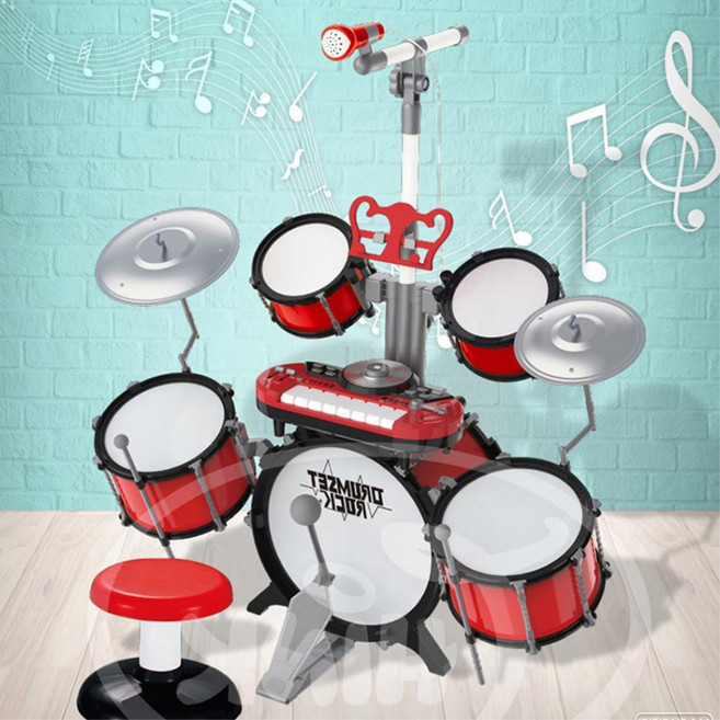 어린이 건반 재즈드럼 세트 반주 마이크 mp3잭 악보대 어린이집 입문자용, 1개