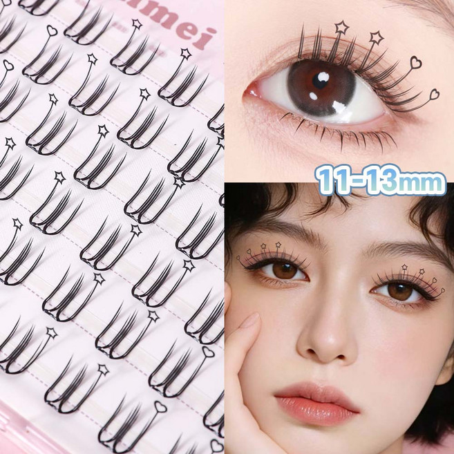 Binmei 초경량 노글루 속눈썹 데일리 얇은 자연스러운 속눈썹 풀없이 붙이는 속눈썹 재사용가능, 1개, 스타