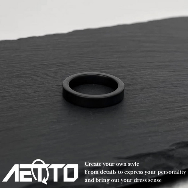 AETTO 磨砂消光黑陶瓷戒指 新款高級感簡約百搭男女戒指