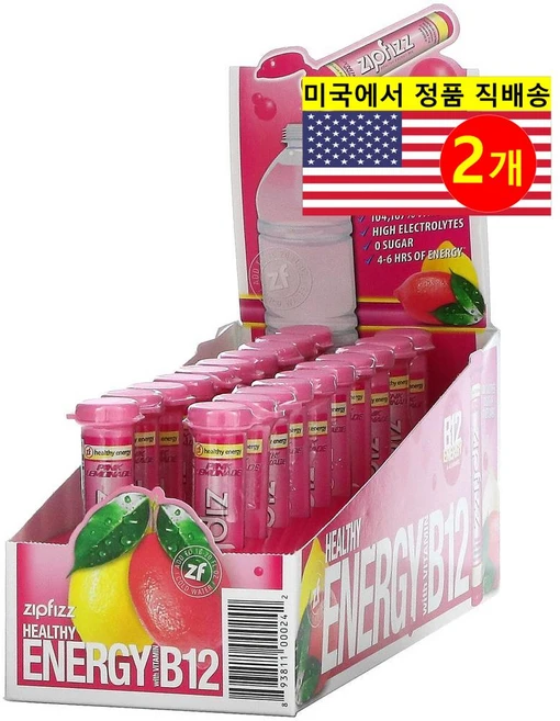 Zipfizz 집피즈 헬시 스포츠 에너지 믹스 비타민 B12 함유 레모네이드 맛 20개입, 2개, 11g - 쿠팡