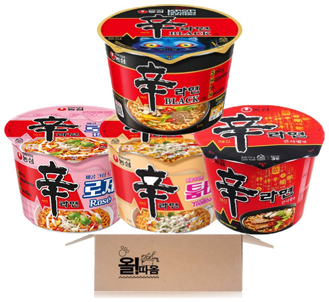 농심 큰컵기획 신라면 +신라면 툼바 +신라면 로제 +신라면 블랙, 4팩