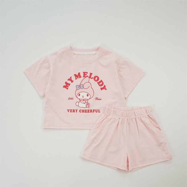 GOYES 산리오 어린이 반팔 반바지 잠옷 세트 여름 홈웨어 세트