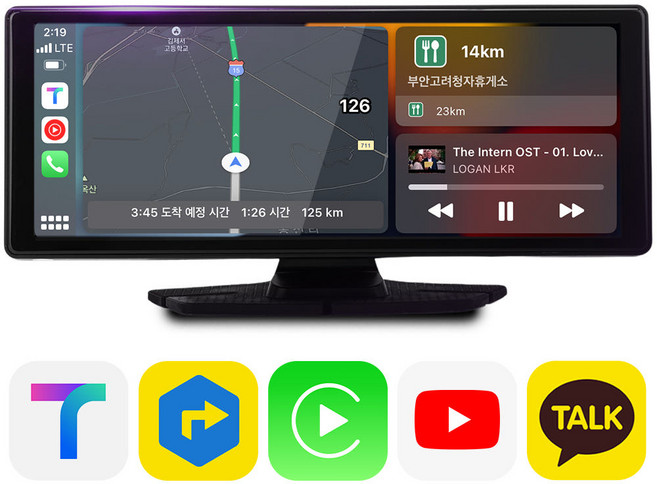 무선 안드로이드 올인원 애플 카플레이 모니터 안드로이드오토 차량 네비게이션 매립, 기본형(C10N), 후방 카메라 미포함, 기본 거치대