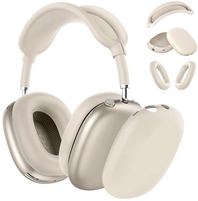 에어팟맥스 케이스 이어쿠션 커버 3in1 악세사리 세트, 아이보리