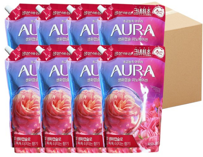 샤프란 아우라 AURA 초고농축 섬유유연제 리필 1.7LX8개입(1박스), 1.7L