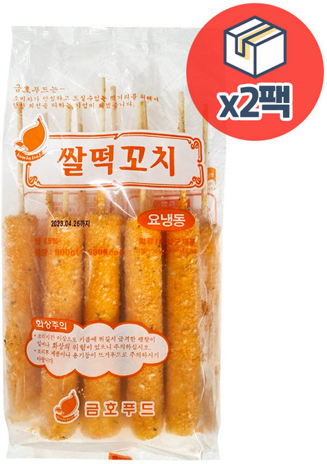 [무료]쌀떡꼬치900g(90gX10개)/업소용/식당용/노브랜드/동태전/파평분식/감자튀김, 900g, 2개