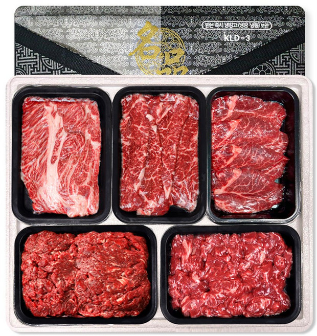 [농협] 1++등급 프리미엄 한우선물세트, 등심+채끝+안심+국거리+불고기, 1세트, 2kg