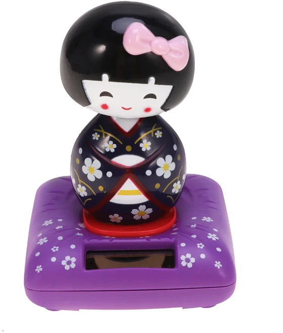 보라색 창의적인 기모노 인형 자동차 장식 태양열 구동 자동차 인테리어 장식 끄덕이는 일본 마이코 인형, 01 보라색