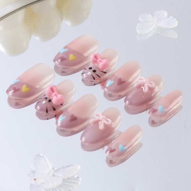 Aimilim 애미림 인조손톱 귀여움 디자인 네일팁, 1개, M