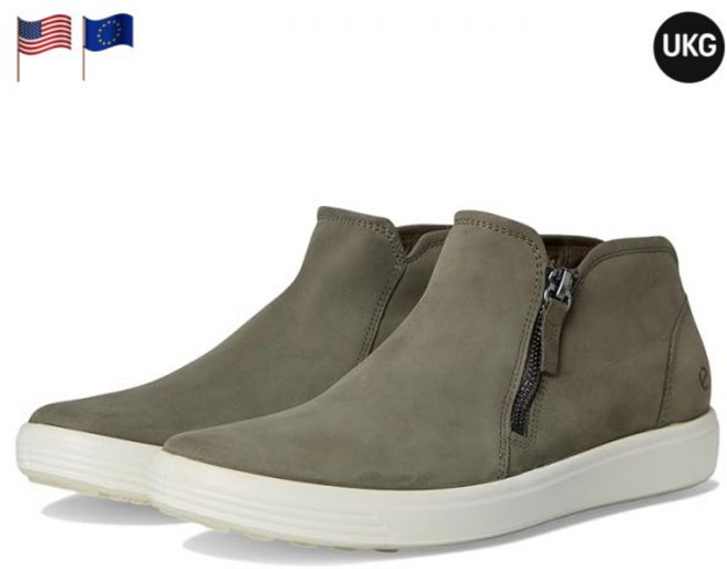 에코 소프트 7 로우컷 집업 스니커즈 스모키 올리브 누벅 여성