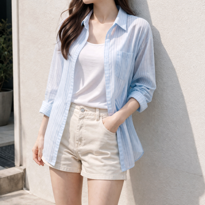 셀러크루 여성 여름 린넨 셔츠 루즈핏 베이직 데일리 남방 아우터