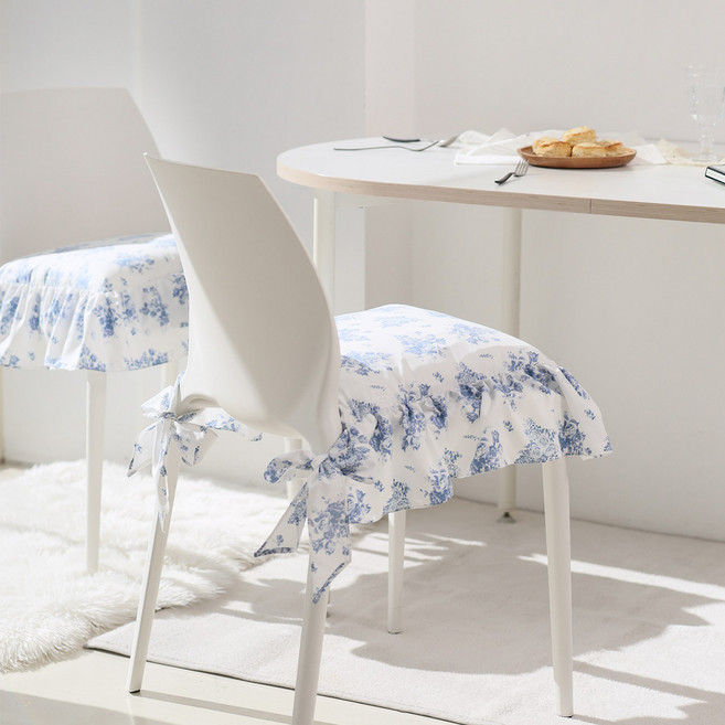 블루블라썸 프릴 의자방석(솜포함)