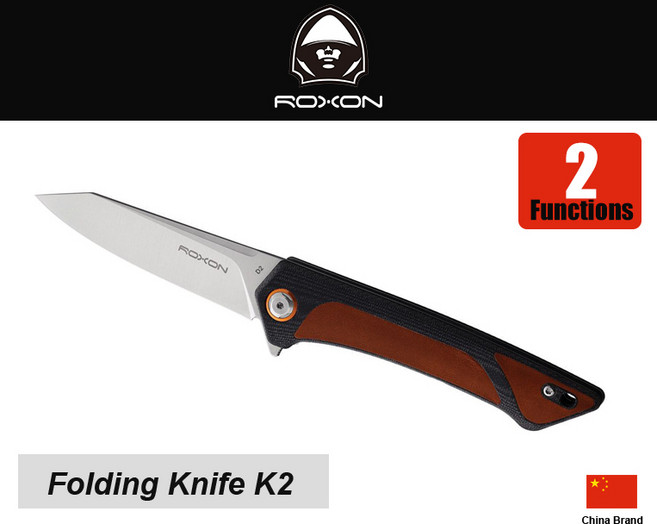 ROXON K2 折刀 D2工具鋼 G10皮革握柄 附背夾, 1個